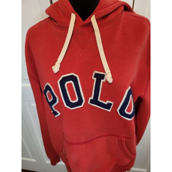 Vintage Red/Blue Y2K Ralph Lauren Polo Hoodie Patch Letters M Preppy Retro y2K - Picture 3 of 8